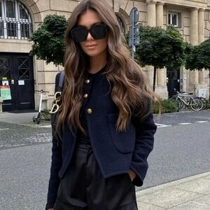 Zara Navy Blue Jacket with Gold Buttons NWOT